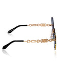 Celebrity Blue Gold-Toned Metal Rimless UV Protected  Butterfly Wing Sunglasses For Women CL120GD-BL
