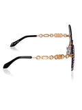 Celebrity Purple Gold-Toned Metal Rimless UV Protected  Butterfly Wing Sunglasses For Women CL123GD-PR