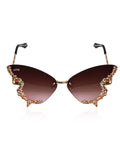 Celebrity Pink Gold-Toned Metal Rimless UV Protected  Butterfly Wing Sunglasses For Women CL122GD-PK