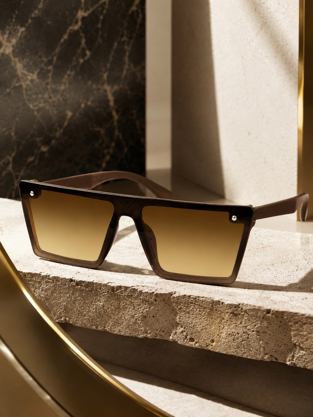 Prime Brown Oversized One Size Plastic UV Sunglasses-OL109BR