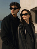Prime Black Geometric Octagonal One Size Plastic UV Sunglasses-OL116BK