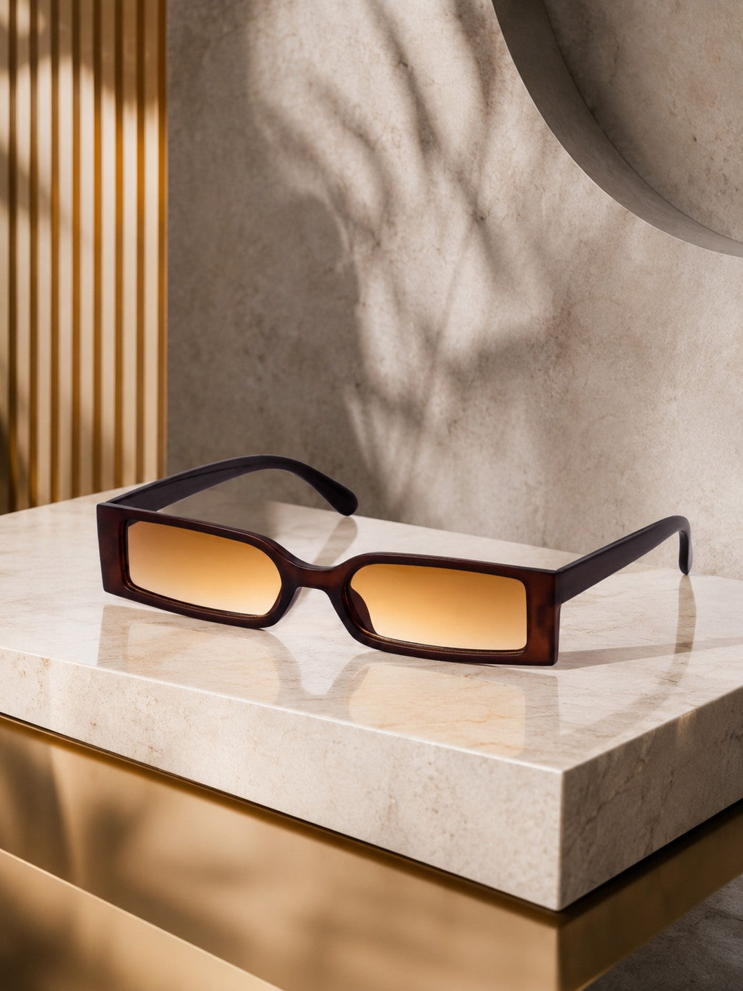 Prime Brown Rectangle One Size Plastic UV Sunglasses-OL106BR