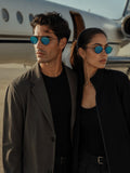 Prime Blue Oval One Size Metal UV Sunglasses-OL108BL