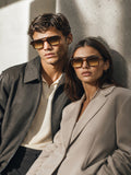 Prime Brown Geometric Square One Size Plastic UV Sunglasses-OL113BR
