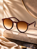 Prime Brown Round One Size Plastic UV Sunglasses-OL111BR