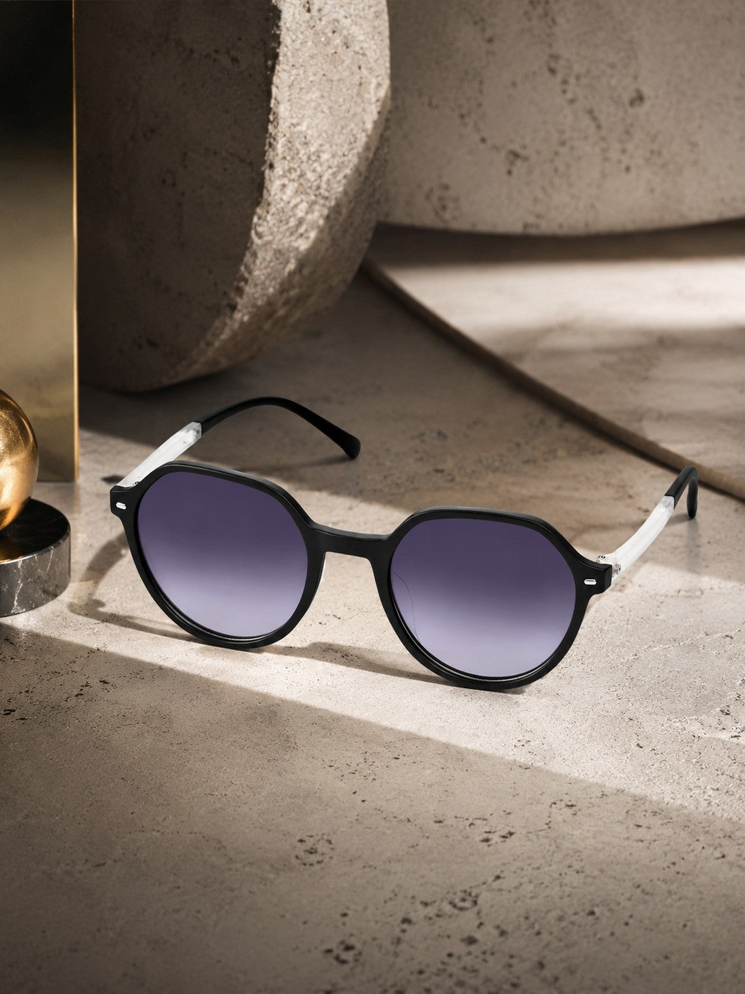 Prime Black Round One Size Plastic UV Sunglasses-OL120BK