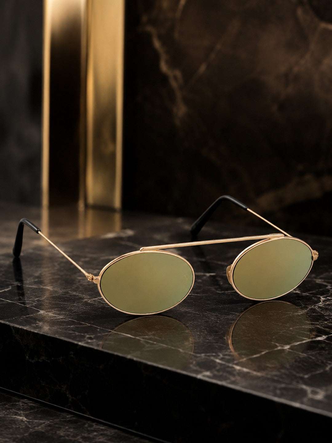 Prime Green Oval One Size Metal UV Sunglasses-OL108GR