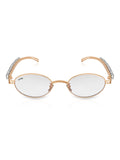 Celebrity Clear Gold-Toned Metal Rimless UV Protected  Oval Luxe Sunglasses For Women CL114GD-TP