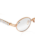 Celebrity Clear Gold-Toned Metal Rimless UV Protected  Oval Luxe Sunglasses For Women CL114GD-TP