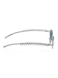 Celebrity Black Silver-Toned Metal Rimless UV Protected  Oval Luxe Sunglasses For Women CL117SL-BK