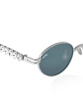 Celebrity Black Silver-Toned Metal Rimless UV Protected  Oval Luxe Sunglasses For Women CL117SL-BK
