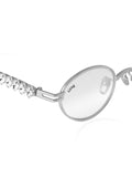 Celebrity Clear Silver-Toned Metal Rimless UV Protected  Oval Luxe Sunglasses For Women CL118SL-TP