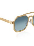 Elite Collection Blue Geometric One Size Metal Adult-Unisex UV Sunglasses-EC307BK