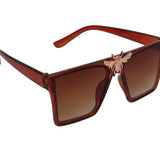 Prime Brown Rectangle One Size Plastic UV Sunglasses-OL132BR