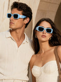 Prime Blue Square One Size Plastic UV Sunglasses-OL124BL