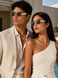Elite Collection Grey Geometric One Size Metal Adult-Unisex UV Sunglasses-EC301GY