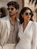 Elite Collection Black Geometric One Size Metal Adult-Unisex UV Sunglasses-EC308BK