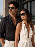 Elite Collection Black Aviator One Size Metal Adult-Unisex UV Sunglasses-EC294BK