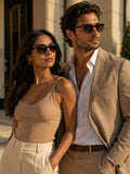 Elite Collection Brown Browline One Size Plastic Adult-Unisex UV Sunglasses-EC304BR