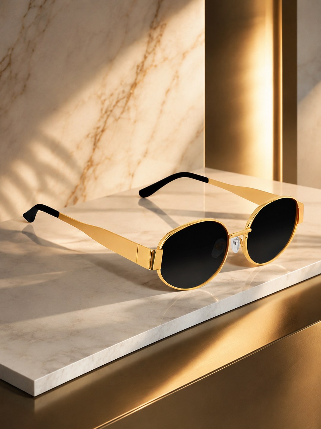 Elite Collection Black Round One Size Metal Adult-Unisex UV Sunglasses-EC300BK