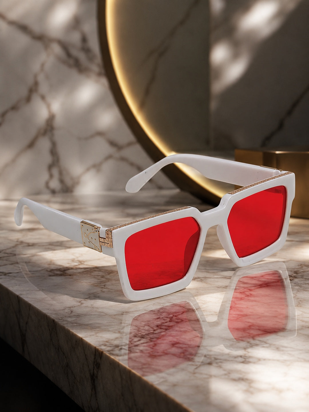 Prime Red Rectangle One Size Plastic UV Sunglasses-OL131RD