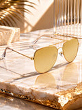 Elite Collection Brown Aviator One Size Metal Adult-Unisex UV Sunglasses-EC297BR