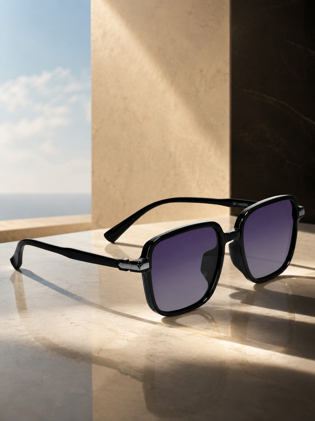 Prime Black Rectangle One Size Plastic UV Sunglasses-OL130BK